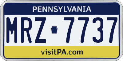 PA license plate MRZ7737