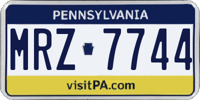 PA license plate MRZ7744