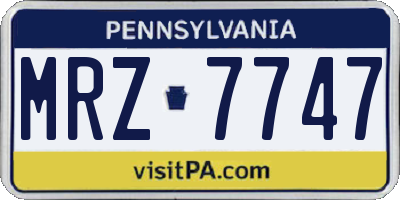 PA license plate MRZ7747