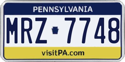 PA license plate MRZ7748