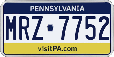PA license plate MRZ7752
