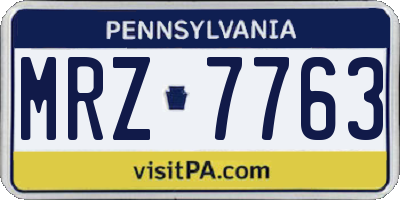 PA license plate MRZ7763