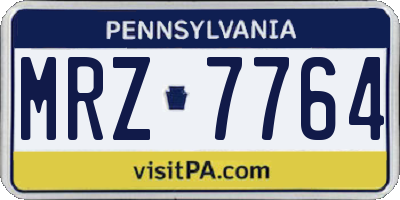 PA license plate MRZ7764