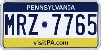 PA license plate MRZ7765