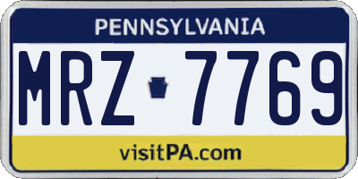 PA license plate MRZ7769
