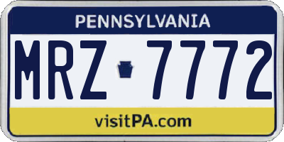 PA license plate MRZ7772