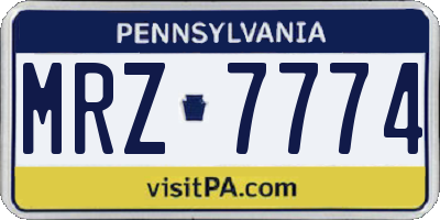 PA license plate MRZ7774