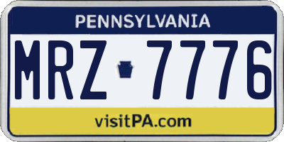 PA license plate MRZ7776