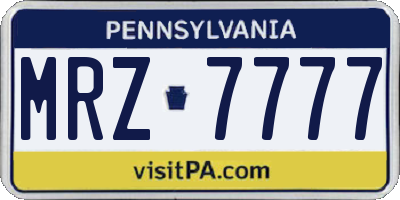 PA license plate MRZ7777