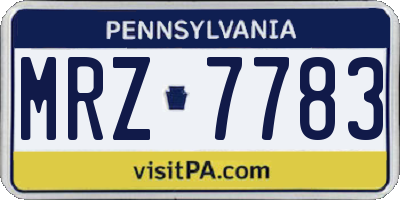 PA license plate MRZ7783