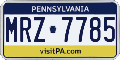 PA license plate MRZ7785