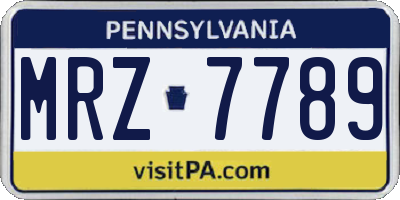 PA license plate MRZ7789