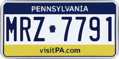 PA license plate MRZ7791