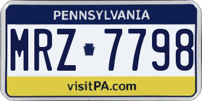 PA license plate MRZ7798