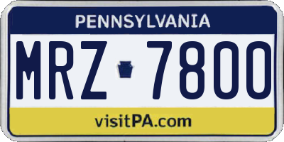 PA license plate MRZ7800