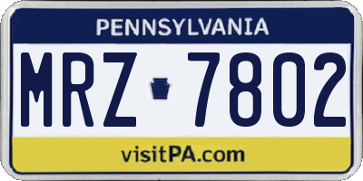 PA license plate MRZ7802