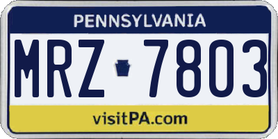 PA license plate MRZ7803