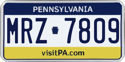 PA license plate MRZ7809