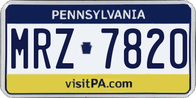 PA license plate MRZ7820