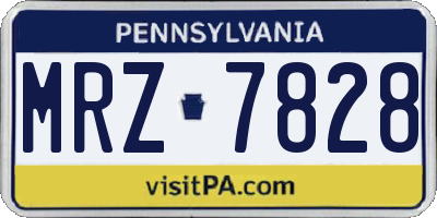 PA license plate MRZ7828
