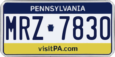 PA license plate MRZ7830