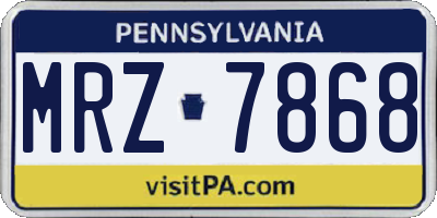 PA license plate MRZ7868