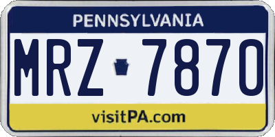 PA license plate MRZ7870
