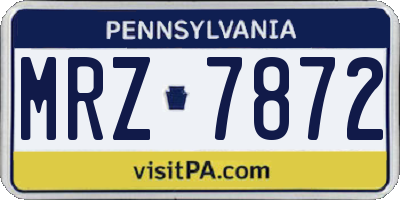 PA license plate MRZ7872
