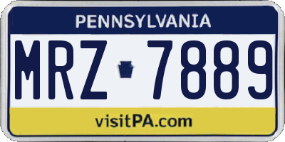 PA license plate MRZ7889