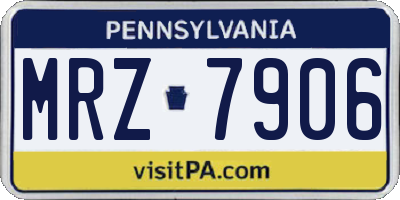 PA license plate MRZ7906