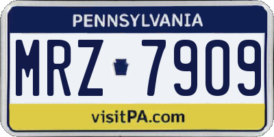 PA license plate MRZ7909