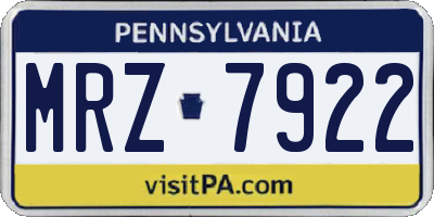 PA license plate MRZ7922