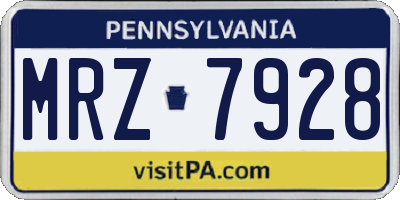 PA license plate MRZ7928