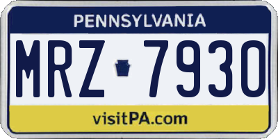 PA license plate MRZ7930