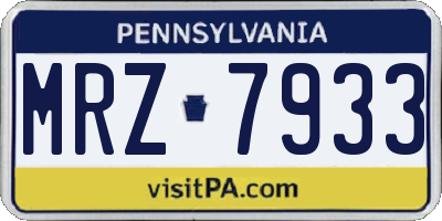 PA license plate MRZ7933