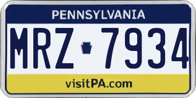 PA license plate MRZ7934