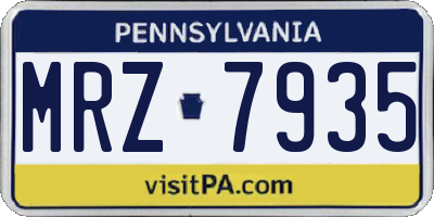PA license plate MRZ7935