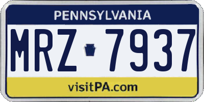 PA license plate MRZ7937
