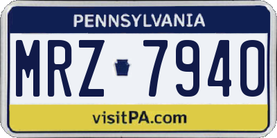 PA license plate MRZ7940