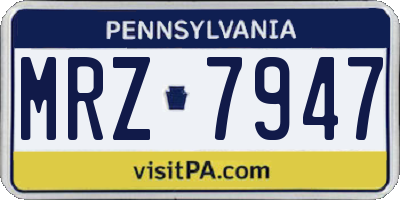 PA license plate MRZ7947