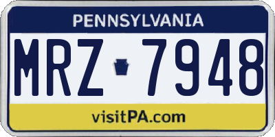 PA license plate MRZ7948