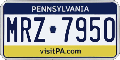 PA license plate MRZ7950