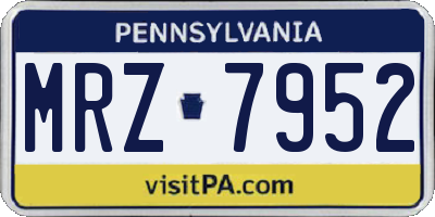 PA license plate MRZ7952
