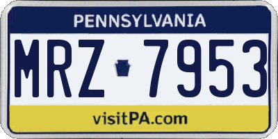 PA license plate MRZ7953