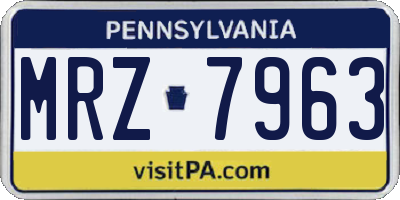 PA license plate MRZ7963