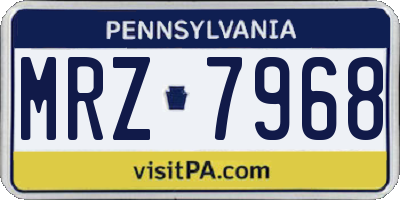 PA license plate MRZ7968