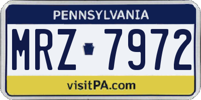 PA license plate MRZ7972