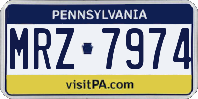PA license plate MRZ7974