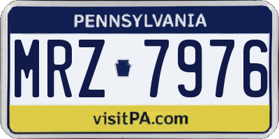 PA license plate MRZ7976