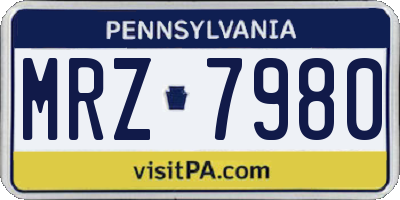 PA license plate MRZ7980